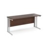 Maestro 25 straight desk 1600mm x 600mm - white cable managed leg frame Walnut top - MCM616WHW