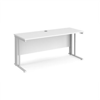 Maestro 25 straight desk 1600mm x 600mm - white cable managed leg frame White Top - MCM616WHWH