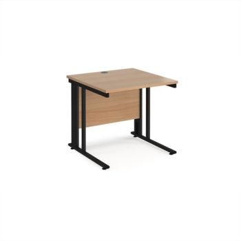 Maestro 25 straight desk 800mm x 800mm - black cable managed leg frame Beech top - MCM8KB