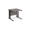 Maestro 25 straight desk 800mm x 800mm - black cable managed leg frame Grey Oak Top - MCM8KGO