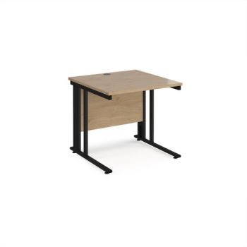 Maestro 25 straight desk 800mm x 800mm - black cable managed leg frame Kendal top - MCM8KKO