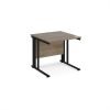 Maestro 25 straight desk 800mm x 800mm - black cable managed leg frame Nebraska top - MCM8KNO