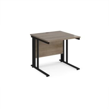 Maestro 25 straight desk 800mm x 800mm - black cable managed leg frame Nebraska top - MCM8KNO