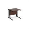 Maestro 25 straight desk 800mm x 800mm - black cable managed leg frame Walnut top - MCM8KW