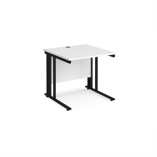Maestro 25 straight desk 800mm x 800mm - black cable managed leg frame White Top - MCM8KWH