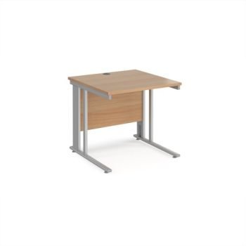 Maestro 25 straight desk 800mm x 800mm - silver cable managed leg frame Beech top - MCM8SB