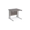 Maestro 25 straight desk 800mm x 800mm - silver cable managed leg frame Grey Oak Top - MCM8SGO