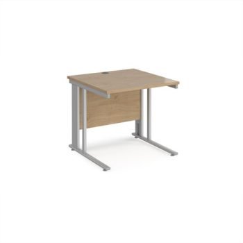 Maestro 25 straight desk 800mm x 800mm - silver cable managed leg frame Kendal top - MCM8SKO