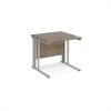 Maestro 25 straight desk 800mm x 800mm - silver cable managed leg frame Nebraska top - MCM8SNO