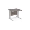 Maestro 25 straight desk 800mm x 800mm - white cable managed leg frame Grey Oak Top - MCM8WHGO