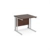 Maestro 25 straight desk 800mm x 800mm - white cable managed leg frame Walnut top - MCM8WHW