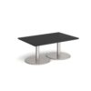 Monza rectangular coffee table with flat round brushed steel bases 1200mm x 800mm - Black - MCR1200-BS-BK