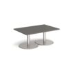 Monza rectangular coffee table with flat round brushed steel bases 1200mm x 800mm - Onyx Grey - MCR1200-BS-OG