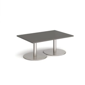 Monza rectangular coffee table with flat round brushed steel bases 1200mm x 800mm - Onyx Grey - MCR1200-BS-OG