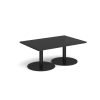 Monza rectangular coffee table with flat round black bases 1200mm x 800mm - Black - MCR1200-K-BK