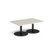 Monza rectangular coffee table with flat round black bases 1200mm x 800mm - Light Grey - MCR1200-K-LG