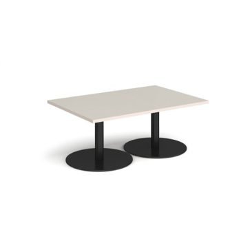Monza rectangular coffee table with flat round black bases 1200mm x 800mm - Light Grey - MCR1200-K-LG