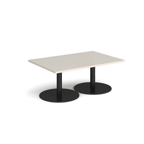 Monza rectangular coffee table with flat round black bases 1200mm x 800mm - Light Grey - MCR1200-K-LG