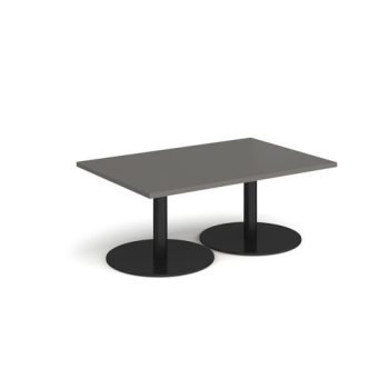 Monza rectangular coffee table with flat round black bases 1200mm x 800mm - Onyx Grey - MCR1200-K-OG
