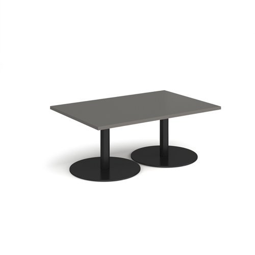 Monza rectangular coffee table with flat round black bases 1200mm x 800mm - Onyx Grey - MCR1200-K-OG