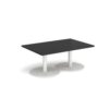 Monza rectangular coffee table with flat round white bases 1200mm x 800mm - Black - MCR1200-WH-BK