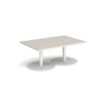 Monza rectangular coffee table with flat round white bases 1200mm x 800mm - Light Grey - MCR1200-WH-LG