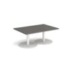 Monza rectangular coffee table with flat round white bases 1200mm x 800mm - Onyx Grey - MCR1200-WH-OG