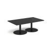 Monza rectangular coffee table with flat round black bases 1400mm x 800mm - Black - MCR1400-K-BK