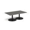 Monza rectangular coffee table with flat round black bases 1400mm x 800mm - Onyx Grey - MCR1400-K-OG