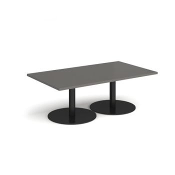 Monza rectangular coffee table with flat round black bases 1400mm x 800mm - Onyx Grey - MCR1400-K-OG