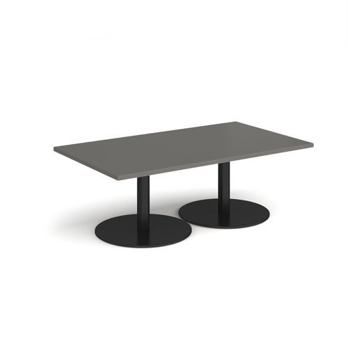 Monza rectangular coffee table with flat round black bases 1400mm x 800mm - Onyx Grey - MCR1400-K-OG