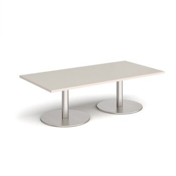 Monza rectangular coffee table with flat round brushed steel bases 1600mm x 800mm - Light Grey - MCR1600-BS-LG
