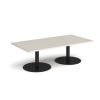 Monza rectangular coffee table with flat round black bases 1600mm x 800mm - Light Grey - MCR1600-K-LG