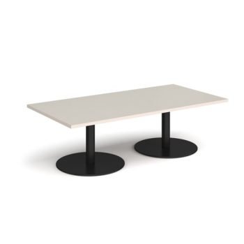Monza rectangular coffee table with flat round black bases 1600mm x 800mm - Light Grey - MCR1600-K-LG