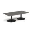 Monza rectangular coffee table with flat round black bases 1600mm x 800mm - Onyx Grey - MCR1600-K-OG