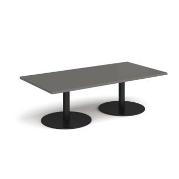 Monza rectangular coffee table with flat round black bases 1600mm x 800mm - Onyx Grey - MCR1600-K-OG
