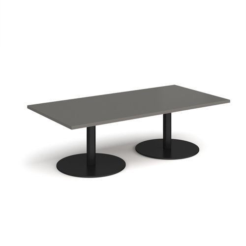 Monza rectangular coffee table with flat round black bases 1600mm x 800mm - Onyx Grey - MCR1600-K-OG