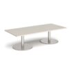 Monza rectangular coffee table with flat round brushed steel bases 1800mm x 800mm - Light Grey - MCR1800-BS-LG