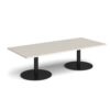 Monza rectangular coffee table with flat round black bases 1800mm x 800mm - Light Grey - MCR1800-K-LG