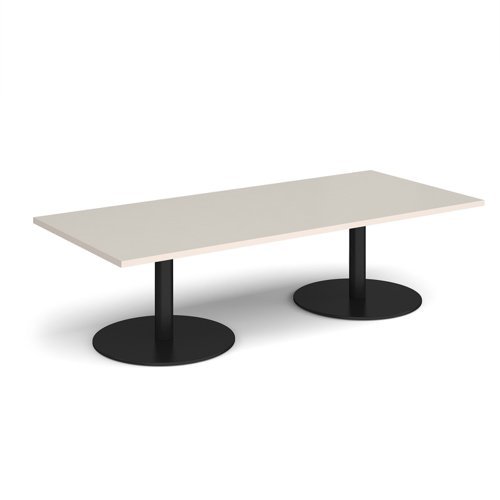 Monza rectangular coffee table with flat round black bases 1800mm x 800mm - Light Grey - MCR1800-K-LG