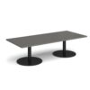 Monza rectangular coffee table with flat round black bases 1800mm x 800mm - Onyx Grey - MCR1800-K-OG