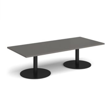 Monza rectangular coffee table with flat round black bases 1800mm x 800mm - Onyx Grey - MCR1800-K-OG