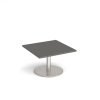 Monza square coffee table with flat round brushed steel base 800mm - Onyx Grey - MCS800-BS-OG