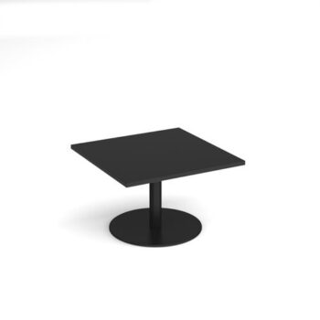 Monza square coffee table with flat round black base 800mm - Black - MCS800-K-BK