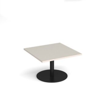 Monza square coffee table with flat round black base 800mm - Light Grey - MCS800-K-LG