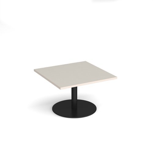 Monza square coffee table with flat round black base 800mm - Light Grey - MCS800-K-LG