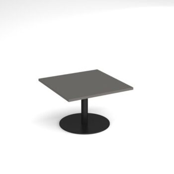 Monza square coffee table with flat round black base 800mm - Onyx Grey - MCS800-K-OG