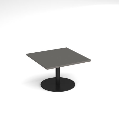 Monza square coffee table with flat round black base 800mm - Onyx Grey - MCS800-K-OG
