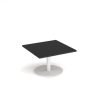 Monza square coffee table with flat round white base 800mm - Black - MCS800-WH-BK