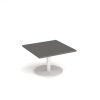Monza square coffee table with flat round white base 800mm - Onyx Grey - MCS800-WH-OG
